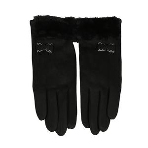 Fabricant personnalisé fourrure-manchette en peau de mouton noir mode femmes écran tactile hiver réchauffé véritable daim gants en cuir du Pakistan - Product Image 1