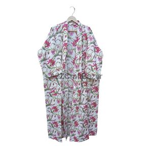 Maillot de bain indien en coton fait à la main pour femmes Vêtements de nuit respirants toutes saisons Robe de douche longue Kimono avec motif floral Cadeau parfait - Product Image 5