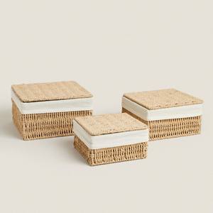 NEW DESIGN Eco-friendly White Woven <b>Storage</b> <b>Baskets</b> With Fabric | Kitchen Spice Box Towel Box From Tienphong Vietnam Handicrafts - Product Image 5