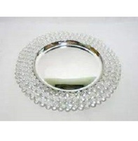 Assiette de charge en cristal de forme ronde pour décor de table décoration de restauration de mariage assiette de chargeur de vaisselle sans danger pour les aliments