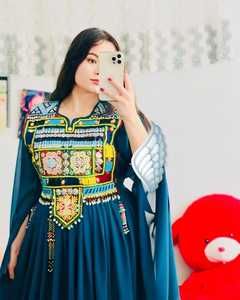 Vestido pashtún afgano para fiesta de boda, prendas de vestir exteriores, ropa cultural afgana para niños, diseño de bordado de Color sólido - Product Image 3