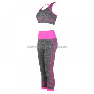 Customized Women Sports Workout Yoga <b>Leggings</b> Two Piece Sets Free Sports Bra & High Waist Pants Custom Style Oem - Product Image 2