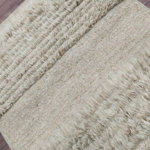 Alfombra con textura de lana gris Natural anudada a mano, corte geométrico de bucle alto, decoración moderna minimalista escandinava hecha a mano para el hogar - Product Image 1