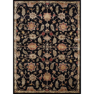 Alfombra Kasbah Gris Negra de Lana y Viscosa Hecha a Mano con Diseño Floral para Sala de Estar, Dormitorio, Rectangular de 4m, Grosor de 10mm - Top-1501 - Product Image 1