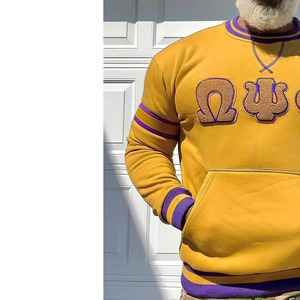 เสื้อสเวตเตอร์คอกลมคอกลมชายปักลายพี่น้องโอเมก้าเสื้อมีฮู้ดขนาดพิเศษคอกลมสำหรับมหาวิทยาลัย - Product Image 3