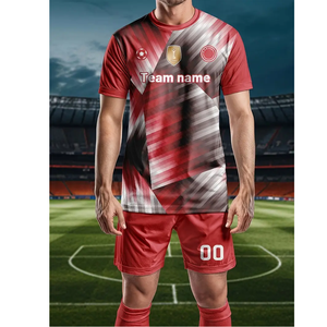 Maillots de football américains pour adultes de haute qualité, service de découpe automatisée, maillot de football rouge - Product Image 2