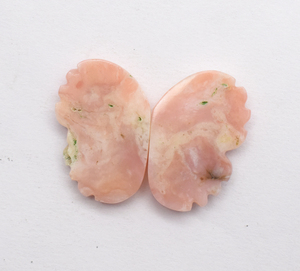 แกะสลักพลอยโอปอลสีชมพู33.85กะรัต: โอปอลสีชมพูธรรมชาติที่ไม่ผ่านการบำบัดแกะสลักด้วยมือผีเสื้อคู่26X7.5มม. - Product Image 6