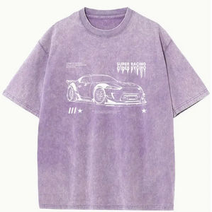 เสื้อยืดสำหรับผู้ชายและผู้หญิงผ้าคอตตอนโอเวอร์ไซส์พิมพ์ลายลำลองแนวสตรีทผ้าคอตตอนสำหรับแข่งขันแข่งรถ - Product Image 3