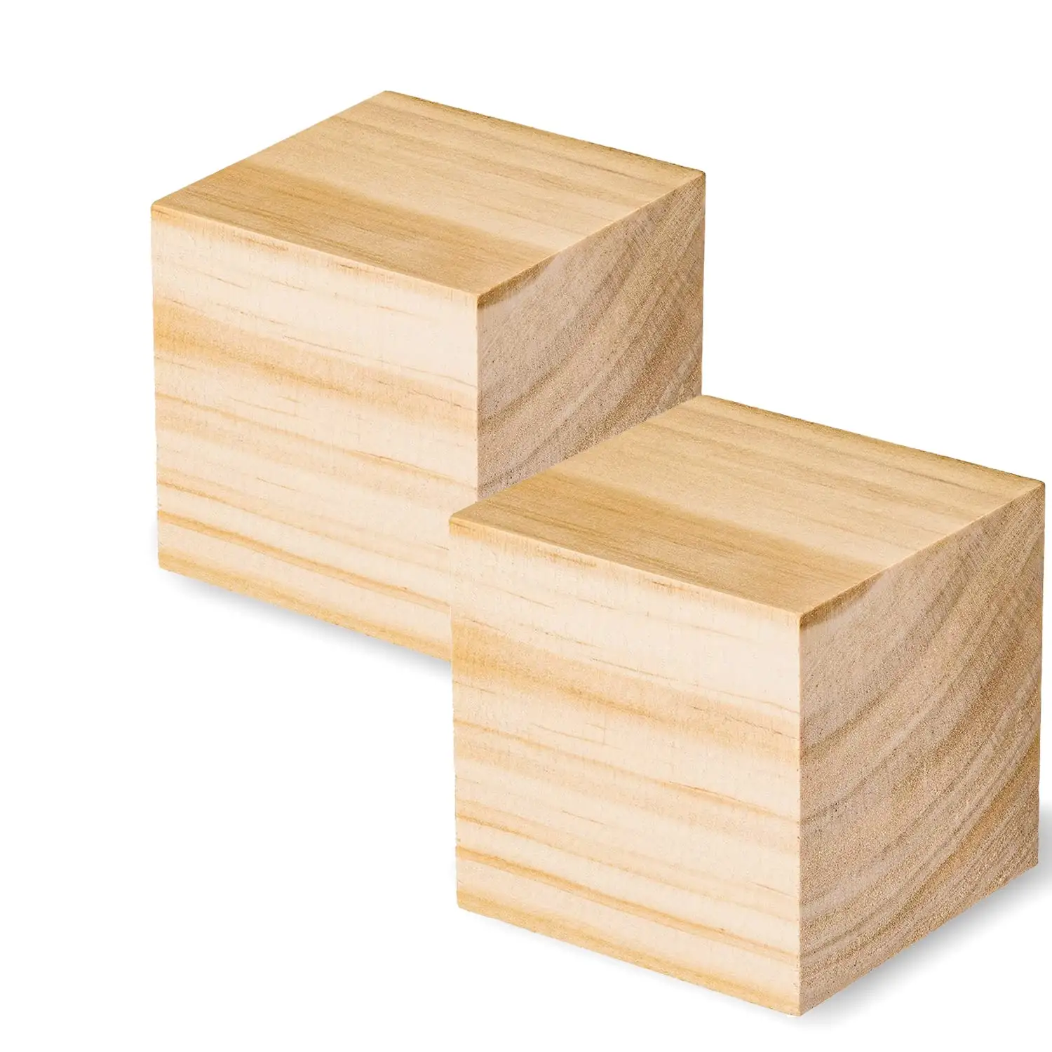 Unfinished Pine Wood Cubes 2PCS 3 Inch Natural Wooden Blocks Square Blocks Wooden Cubes for Arts and Crafts and DIY Project