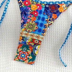 Conjunto de Bikini Floral de 2 piezas para mujer, traje de baño triangular con cuello Halter, traje de baño Sexy con estampado de animales para playa y piscina - Product Image 3