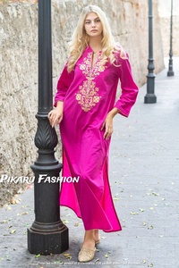 Ropa islámica bordada con cuello en V, moda de verano, Bohemia, manga larga, abertura lateral - Product Image 2