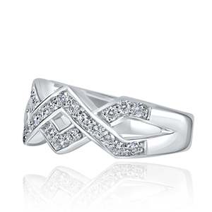 Zig Zag Design Diamond Anniversary Band, 0.60 CT Pave Setting Bague de mariage de proposition, Bande de mariage ronde de diamants taille brillant - Product Image 5