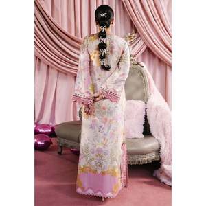 Caftán Romántico Elowen de Organza con Corte en A, Escote en V, Manga con Volantes y Estampado Floral Hecho a Mano - Product Image 3