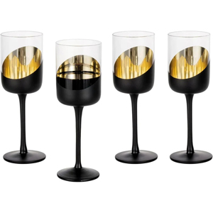 Handmade Black Color Premium <b>Glass</b> <b>Wine</b> Goblets Vintage Brass Design Great Quality Coated Drinkware Champagne <b>Glasses</b> Supplies - Product Image 1