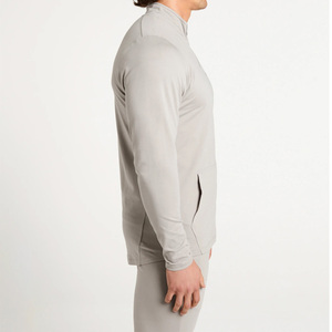 Chándal para Hombre de Color Sólido con Cierre de Cremallera, Ajuste Delgado, Mangas Completas/Pantalones Ajustables, Transpirable, Mezcla de Algodón y Poliéster, Servicio OEM - Product Image 3