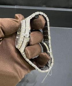 VVS Moissanite White Round Brilliant Diamond <b>Men's</b> Fashion Antique Luxury Sapphire Crystal Silicone Band <b>Watch</b> - Product Image 4