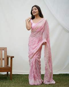 Último diseñador de alta calidad Faux Georgette bordado fiesta de trabajo Festival Sari de mujer por Fab Zone (Gujarati) - Product Image 3