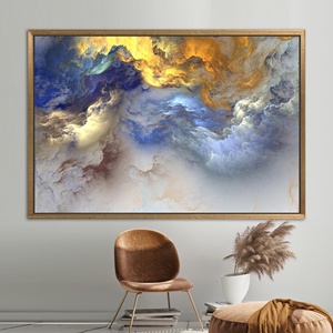 Toile imprimée abstraite avec motif de nuages : Art contemporain pour une décoration élégante, 1P : encadré or - Product Image 1