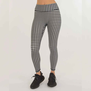 2024 Classic Hounds Tooth Print Leggings doublés en polaire taille haute personnalisés de haute qualité pour femmes - Product Image 3