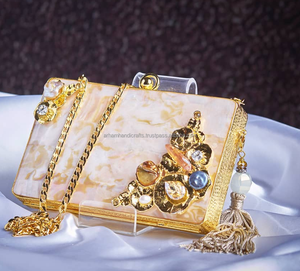 High Quality Handmade Resin Clutch Bag Transparent Acrylic Binding Bag With Mop Clutch Bag at <b>CHEAP</b> RPICE by LUXURY CRAFTS - Product Image 4