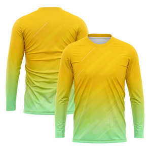 Maillots de football respirants à manches longues et col en V, extensibles dans quatre directions, coupe-vent, 100 % polyester, personnalisables avec logo d'équipe, pour adultes, vente en gros - Product Image 2