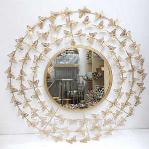 Miroir mural moderne argenté en aluminium de forme ronde plaqué or Style fantaisie Décoration murale de maison de luxe faite à la main - Product Image 5