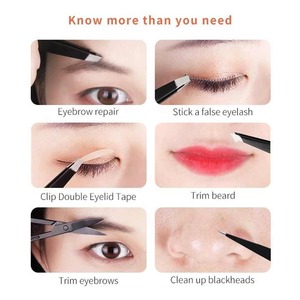 Pinzas de cejas clásicas de acero inoxidable al por mayor de fábrica, embalaje personalizado en diseño inclinado Negro, Rosa y dorado para depilación - Product Image 6