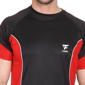 Maillot de bain Rash Guard pour homme Protection solaire Maillot de bain uni noir et rouge - Product Image 3