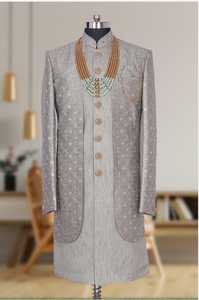 Sherwani Tradicional Estilo Rajasthani para Hombre, Ropa Étnica Indo-Occidental para Bodas, con Pantalones Dhoti, Colección de Diseñador, Última Moda - Product Image 4