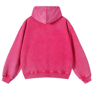 100% tela de algodón Fleece Basics algodón mezclado cremallera frontal cuello con capucha bolsillo de canguro logotipo personalizado lavado ácido Sudadera con capucha para hombres - Product Image 2