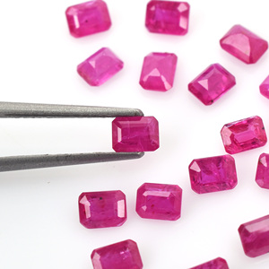 อัญมณีอัญมณีอัญมณีหลวมสีทับทิมจากธรรมชาติ3x4-5x4mm ตัดจากอัญมณีอุ่นสีชมพูแดงสำหรับทำเครื่องประดับ - Product Image 2