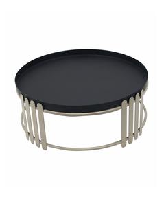 Plateau Décoratif Moderne en Métal Noir et Argenté | Plateau de Table Basse Ronde - Product Image 1