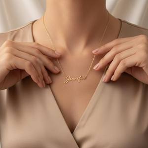 Collar con Nombre Personalizado de Moda, Chapado en Oro Sólido de 18K, Collar con Letra de Nombre, Placa con Nombre, Regalos para Ella, Uso Casual - Product Image 4