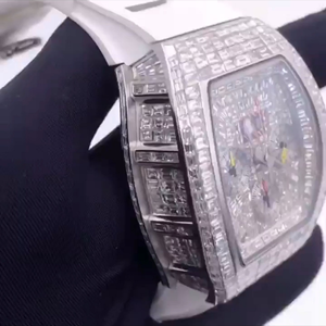 คุณภาพสูง VVS Baguette ตัด Moissanite เพชรทรงกลมนาฬิกาไม่มีสีสไตล์ฮิปฮอปเพชร - Product Image 4