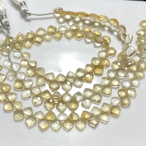 Perles Briolette en forme de coussin en quartz citrine naturelle de haute qualité, perles en forme de cerf-volant en pierre précieuse jaune à facettes, vente en gros - Product Image 2