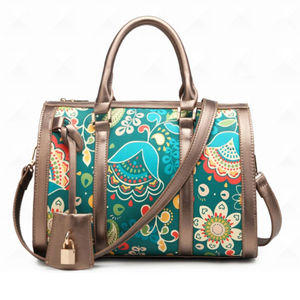 Large Capacity Bohemian Ethnic Print <b>Canvas</b> <b>Tote</b> Bag for Women New Vintage Fashion Popular Button Design Daily Use Messenger Bag - Product Image 2