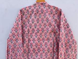 Vestido Midi de algodón étnico de verano hecho a mano para mujer, estampado de bloque Floral, silueta holgada, estilo informal, hasta el suelo, fiesta Natural - Product Image 3