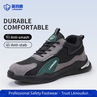 Chaussures de sécurité LAnoudun, nouvelle collection, en cuir de porc vert, embout en acier de qualité européenne, semelle en caoutchouc.