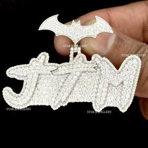 Pendentif Lettre Unisexe Personnalisé Hiphop en Or 10K Plaqué Or avec Diamants de Laboratoire Sertis, Coupe Ronde Brillante - Product Image 1