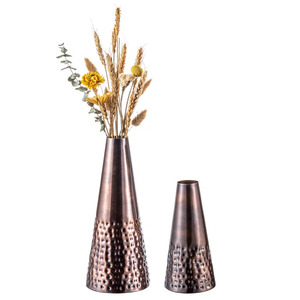 <b>Copper</b> Antique Metal Flower <b>Vase</b> Hammered Pattern for Home Living Room Office Tabletop Decorative Flower Holders - Product Image 1