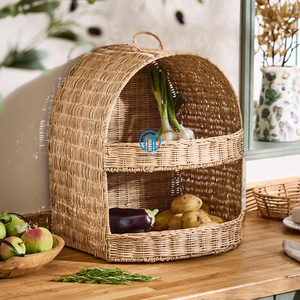 Panier de rangement en osier fait main avec poignée Organisateur en rotin naturel pour fruits légumes pain cuisine et décoration intérieure - Product Image 2