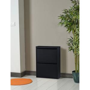 Meuble à chaussures mural moderne en acier inoxydable à 2 niveaux, épaisseur 0,6 mm, surface PEI texturée, étanche et écologique, facile à assembler - Product Image 4