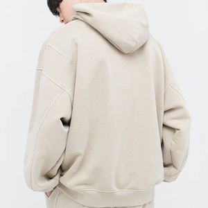 Vente en gros de sweats à capuche épais et surdimensionnés unisexe avec logo personnalisé ensemble pull à capuche en molleton épais pour hommes - Product Image 5