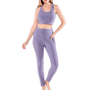 Profesional de alta calidad personalizado Logo impresión sólido Casual transpirable ligero mujeres sin mangas 2 piezas Yoga conjunto - Product Image 1