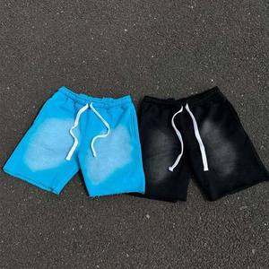 Shorts de jogging streetwear personnalisés avec logo imprimé, 100 % coton, ourlet brut vieilli, coupe brute, délavage acide, haute qualité, vente en gros - Product Image 3