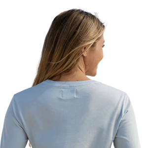 T-shirt à manches longues pour femme, bleu ciel, col en V, 100% coton biologique de luxe, pré-rétréci, certifié GOTS, coupe classique, doux et premium - Product Image 5