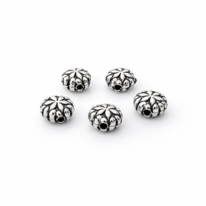 Cuentas espaciadoras de plata de ley 925 hechas a mano con diseño de loto, 6 mm, chapadas de alta calidad, para fabricación de joyas con gemas, tamaño 4 mm - Product Image 1