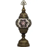 Lampe de bureau électrique en bronze européen artisanale turque avec abat-jour en mosaïque de verre teinté LED pour chambre à coucher