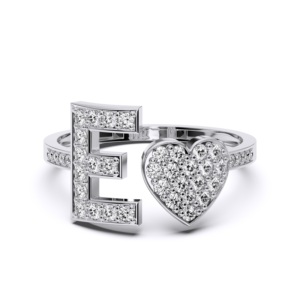 Anillo de compromiso de plata de ley 0,50 de 925 quilates de moissanita con letra de diamante "E" y plata de ley para su anillo de promesa - Product Image 1