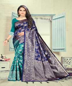 Banarsi soie jacquard saree avec chemisier femmes portent dames fête festival vêtements quotidiens doux coton soie sari en gros bas prix vêtement - Product Image 1